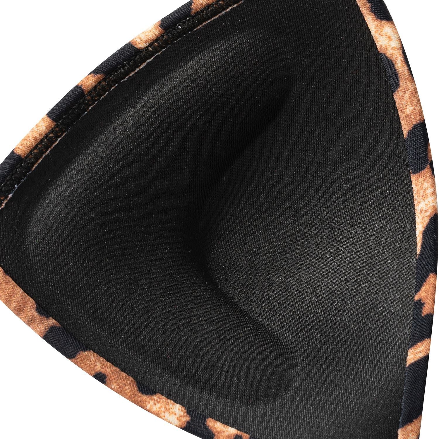 Sicily Bikini Top In Leopard Print With Gold Ring