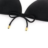 Sicily Bikini Top In Black With Gold Laces